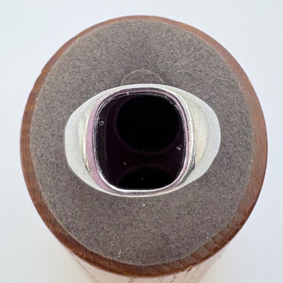 Jewelry - VTG Solid Sterling Silver 925 Black Onyx Tapered Band Signet Ring Size 9.25